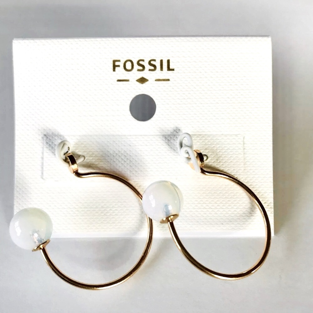 Fossil Glass Ball Gold Stainless Steel Ear Jackets